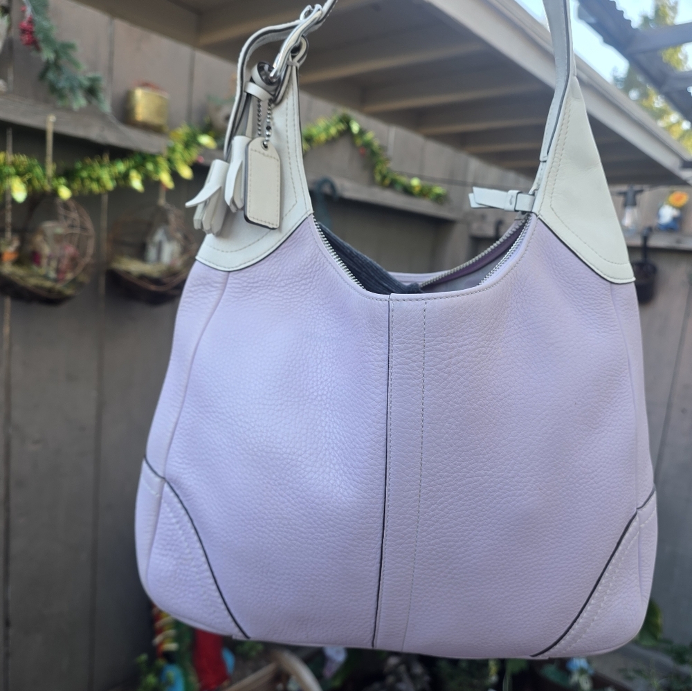 Coach Lavender and Cream Leather Shoulder Bag